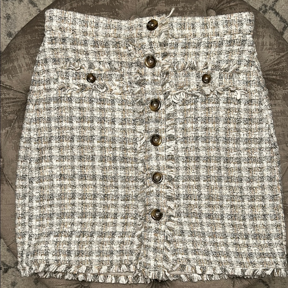 Ann Taylor Tweed Button-Up Skirt - Size 8P